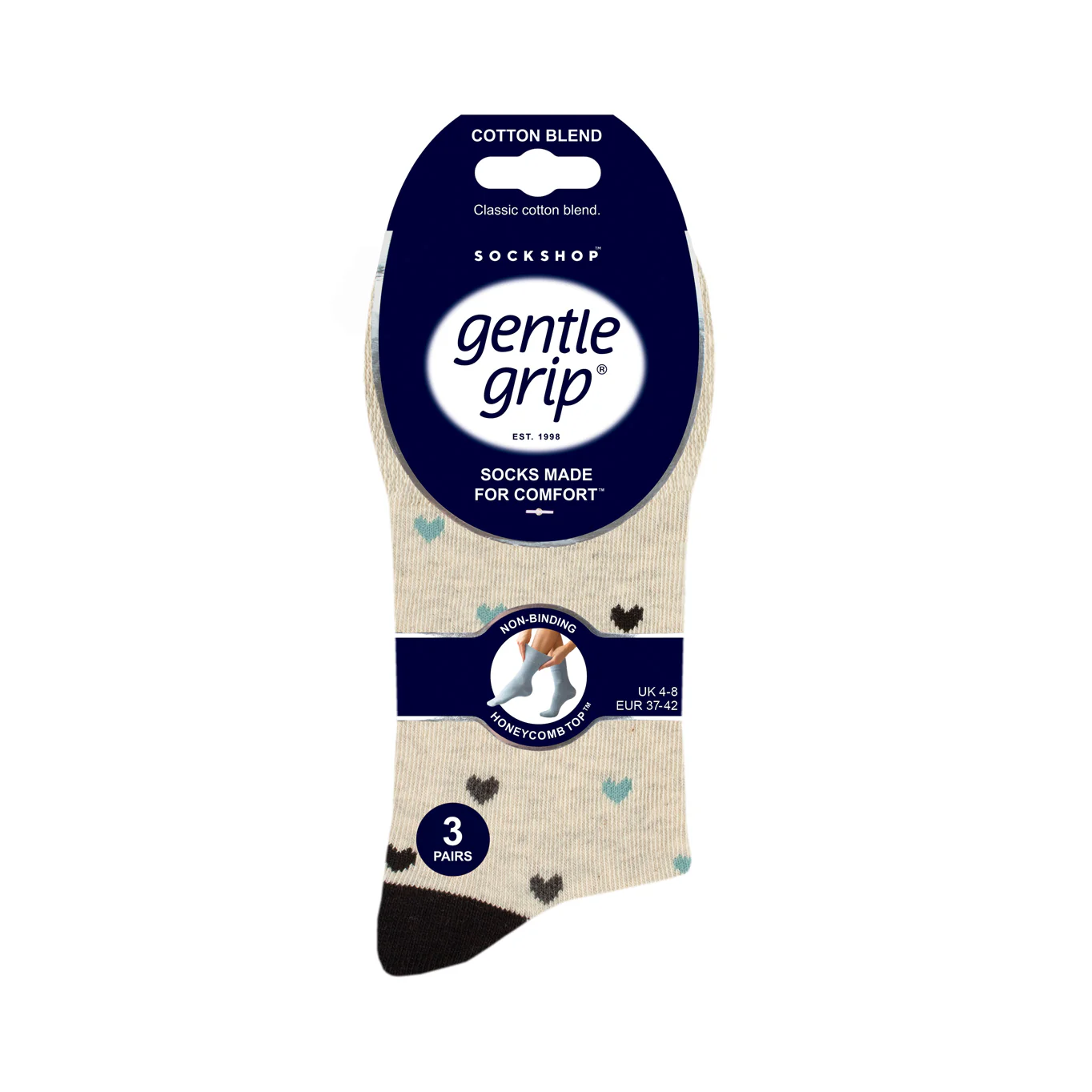 3 Pairs Ladies Cotton Socks - Micro Pattern - Image 4