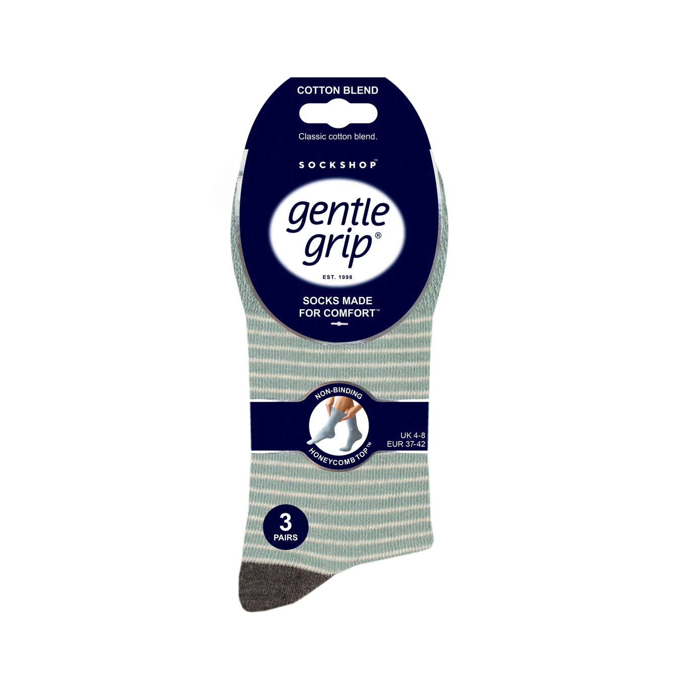 3 Pairs Ladies Cotton Socks - Reverie Stripe - Image 4